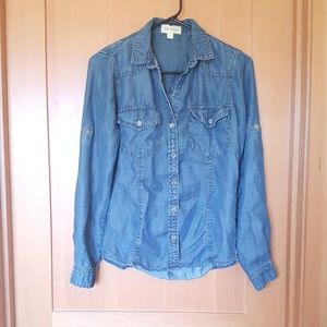 Cloth & Stone Anthropologie Blue Chambray Blouse
